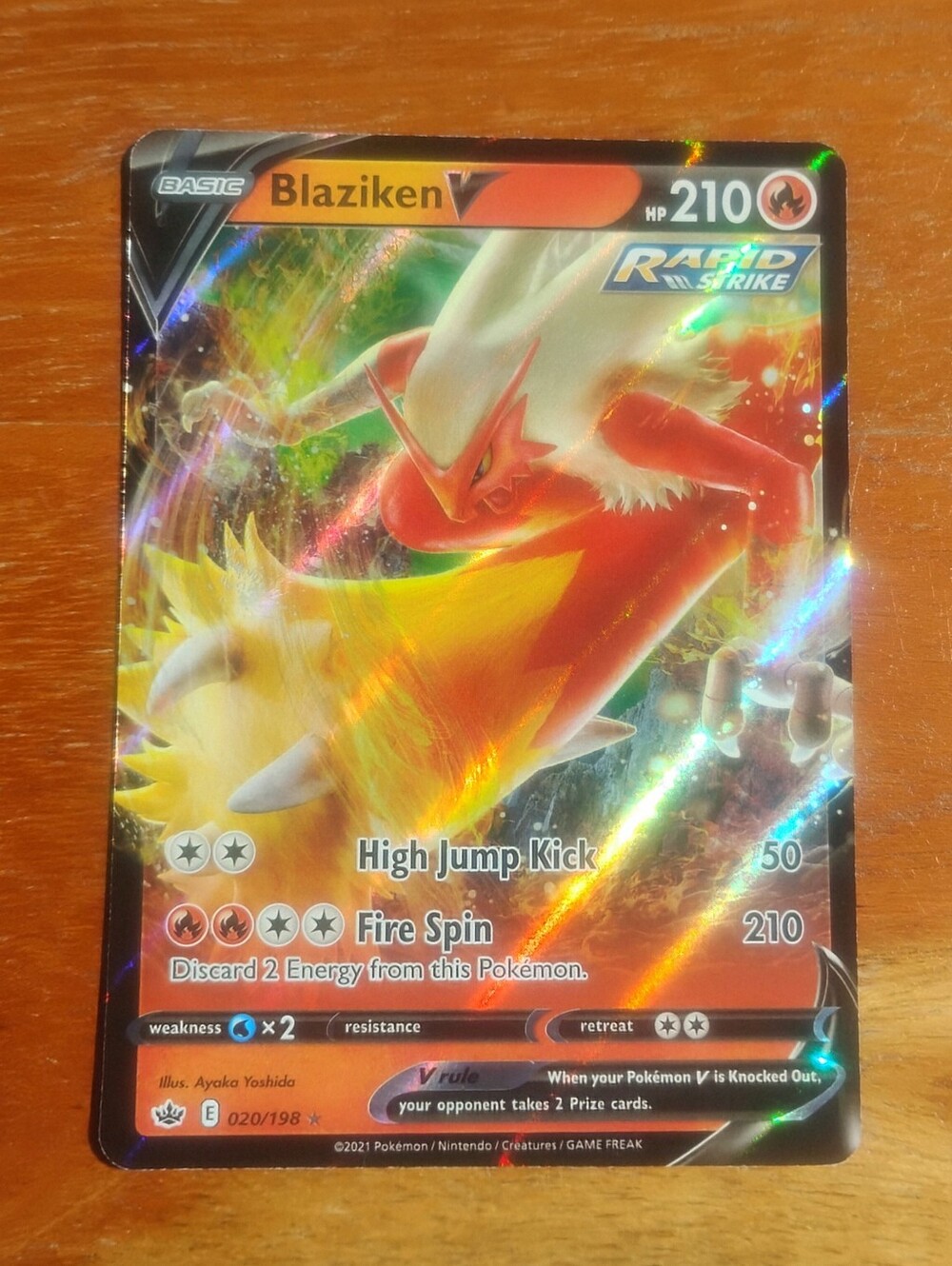 Mint Holo Ultra Rare Full Art Blaziken V 020/198 Chilling Reign Pokemon Card